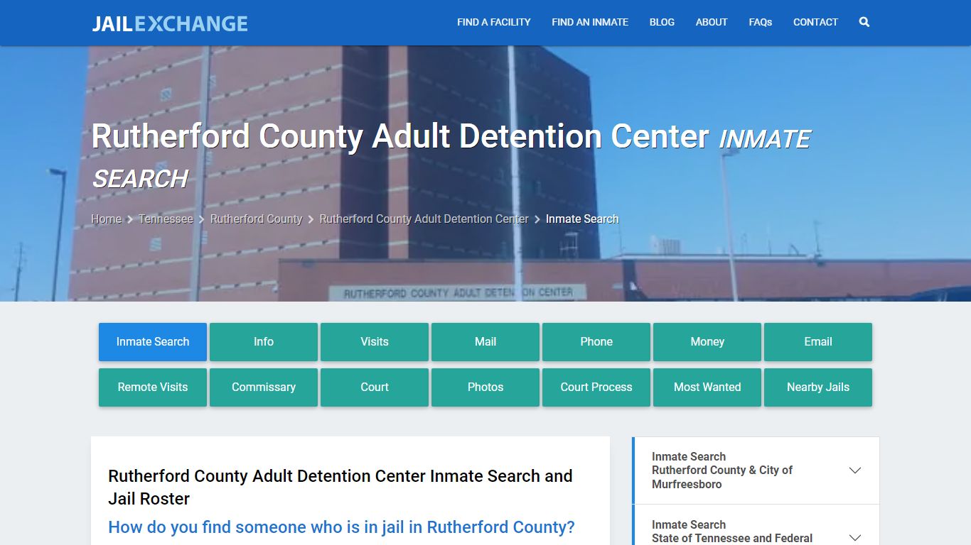 Rutherford County Adult Detention Center Inmate Search